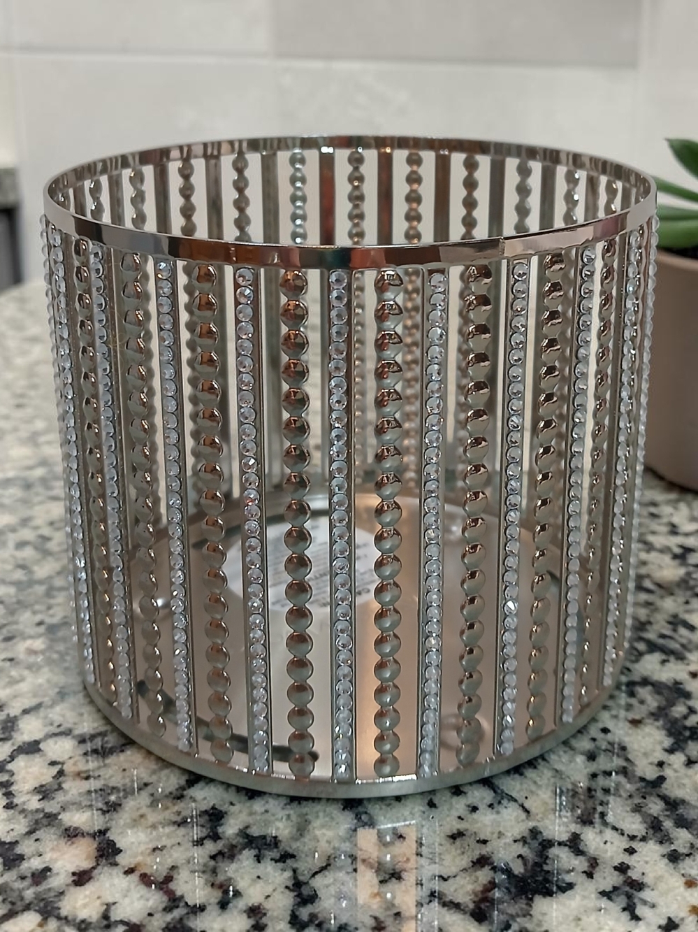 Bath & Body Works Silver Crystal-Strip Candle Holder